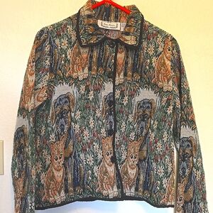 VTG Cat/ Dog tapestry jacket